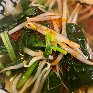 野菜たっぷり♫ほうれん草ともやしのあっさりスープ